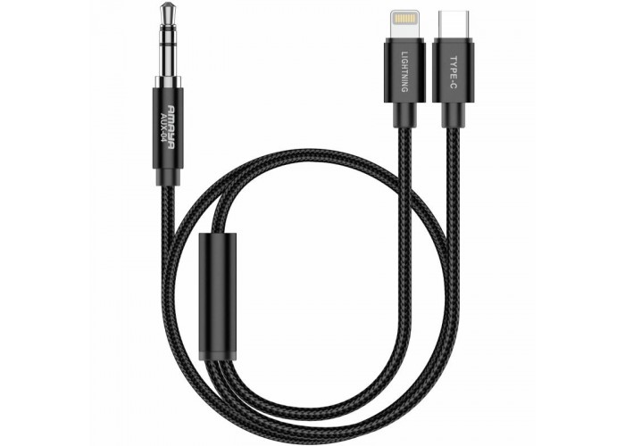 Аудіо кабель Aux Amaya AUX-04 (Type-C/Lightning to AUX 3.5mm) (1.2m)
