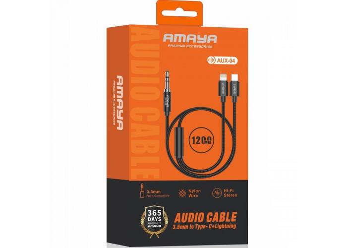 Аудіо кабель Aux Amaya AUX-04 (Type-C/Lightning to AUX 3.5mm) (1.2m)