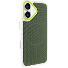 Чохол TPU TechWoven Hybrid with MagSafe для Apple iPhone 17 (6.3")  White / Green - 00000084835_7
