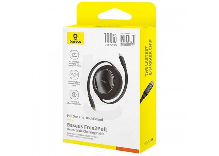 Дата кабель Baseus Free2Pull Mini Retractable Type-C to Type-C 100W (2m) (P10364500113)