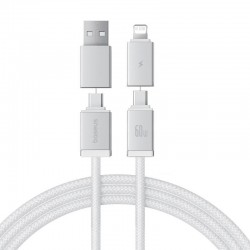 Дата кабель Baseus Versatile Two-for-Two USB/Type-C to Type-C/Lightning 60W (2m) (P10383000)  Moon White - 00000080538_1