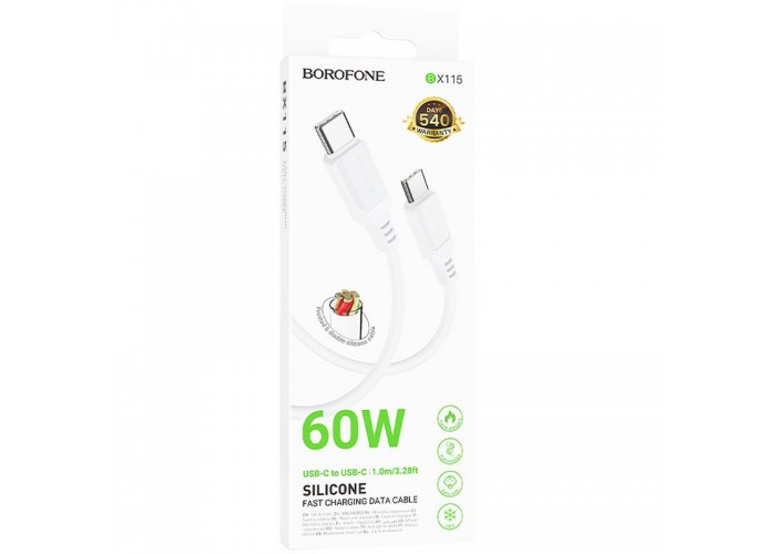 Дата кабель Borofone BX115 Lotto Type-C to Type-C 60W (1m)