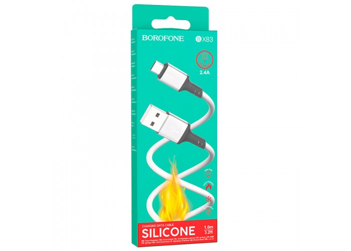 Дата кабель Borofone BX83 Famous USB to MicroUSB 2.4A (1m)
