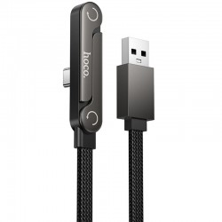Дата кабель Hoco U150 Exquisite side plug and stand USB to Type-C 36W (1.2m)  Black - 00000085013_1