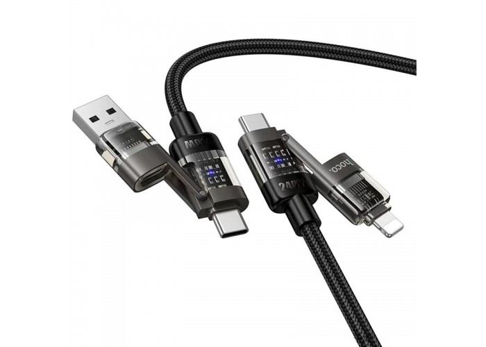 Дата кабель Hoco U151 Goldsmith 4in1 Type-C to USB/Type-C to Lightning 240W (1.2m)