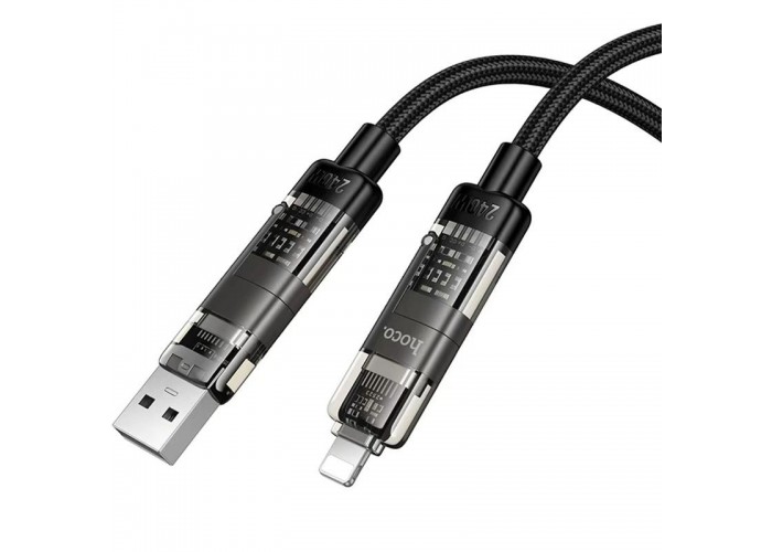 Дата кабель Hoco U151 Goldsmith 4in1 Type-C to USB/Type-C to Lightning 240W (1.2m)