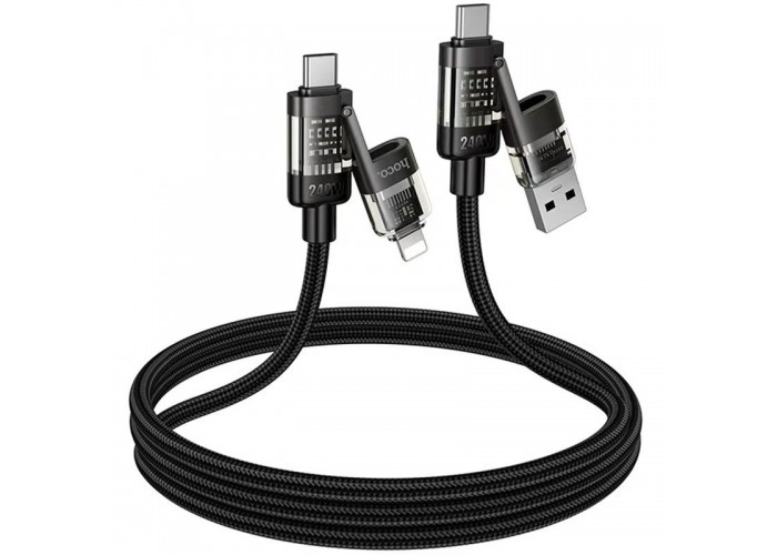 Дата кабель Hoco U151 Goldsmith 4in1 Type-C to USB/Type-C to Lightning 240W (1.2m)