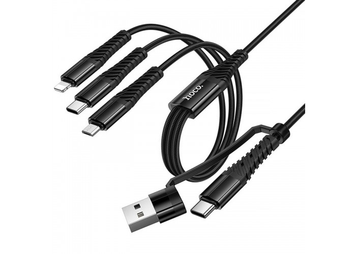 Дата кабель Hoco X123 Victory 3in1 Type-C to Lightning/Type-C/MicroUSB 3A (1m)