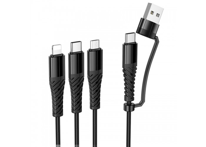 Дата кабель Hoco X123 Victory 3in1 Type-C to Lightning/Type-C/MicroUSB 3A (1m)