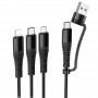 Дата кабель Hoco X123 Victory 3in1 Type-C to Lightning/Type-C/MicroUSB 3A (1m)