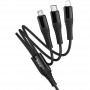 Дата кабель Hoco X123 Victory 3in1 Type-C to Lightning/Type-C/MicroUSB 3A (1m)