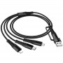 Дата кабель Hoco X123 Victory 3in1 Type-C to Lightning/Type-C/MicroUSB 3A (1m)