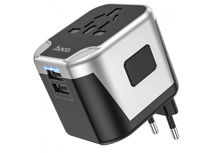 Мережевий універсальний перехідник Hoco AC5 Level 2USB+Socket