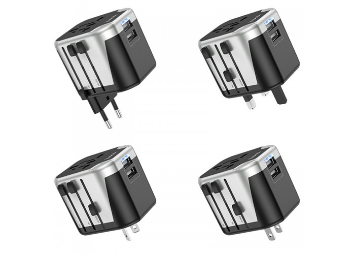 Мережевий універсальний перехідник Hoco AC5 Level 2USB+Socket