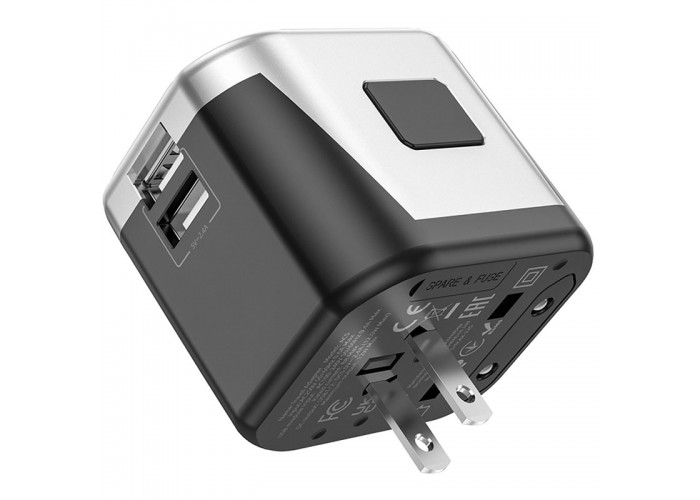 Мережевий універсальний перехідник Hoco AC5 Level 2USB+Socket