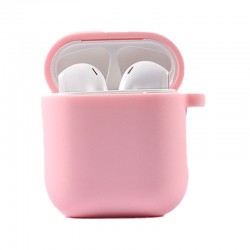 Силіконовий футляр з мікрофіброю для навушників Airpods 1/2  Рожевий / Pink - 00000039442_15