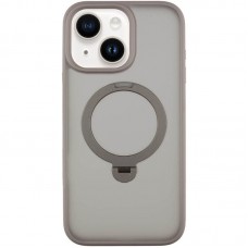 TPU+PC чехол Metal Buttons with MagSafe Colorful HQ Ring для Apple iPhone 15 (6.1")  Grey - 00000071489_3