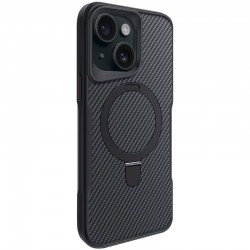 TPU+PC чохол Metal Buttons with MagSafe Carbon Ring для Apple iPhone 15 (6.1")  Чорний - 00000073484_1