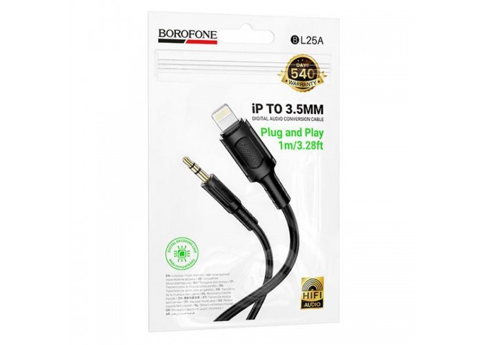 Аудіо кабель Aux Borofone BL25A Nice (Lightning to AUX 3.5mm) (1m)