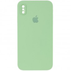 Чохол Silicone Case Square Full Camera Protective (AA) для Apple iPhone X / XS (5.8")  М'ятний / Mint - 00000040231_15