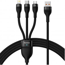 Дата кабель Baseus Flash Series 2 USB to MicroUSB-Lightning-Type-C 100W (1.2m) (CASS03000)  Black - 00000063677_1
