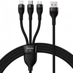 Дата кабель Baseus Flash Series 2 USB to MicroUSB-Lightning-Type-C 100W (1.2m) (CASS03000)  Black - 00000063677_1