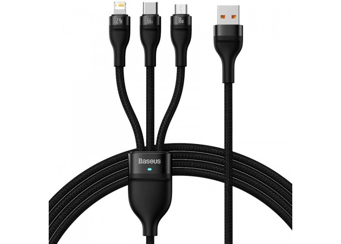 Дата кабель Baseus Flash Series 2 USB to MicroUSB-Lightning-Type-C 100W (1.2m) (CASS03000)