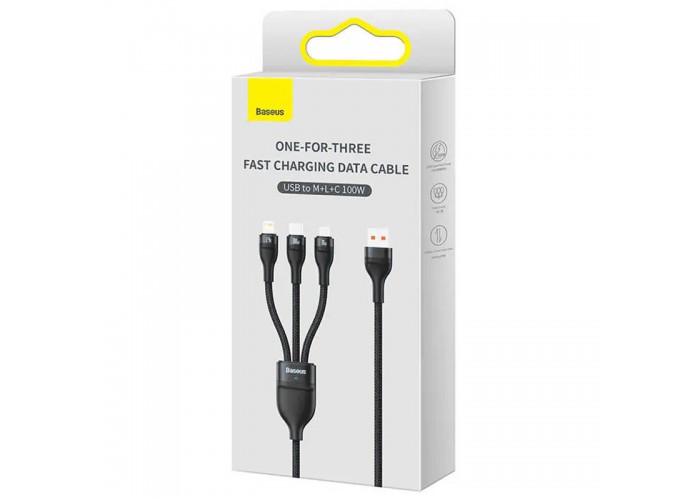 Дата кабель Baseus Flash Series 2 USB to MicroUSB-Lightning-Type-C 100W (1.2m) (CASS03000)