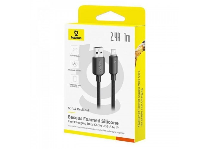 Дата кабель Baseus Foamed Silicone USB to Lightning 2.4A (1m) (E04269)