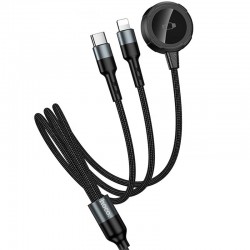 Дата кабель Hoco CW64 3in1 Type-C to iWatch/Lightning/Type-C 15W (1.2m)  Black - 00000081862_1