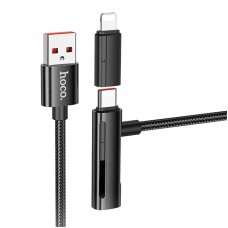 Дата кабель Hoco U135 Incredible 2in1 USB to Lightning/Type-C (1m)  Black - 00000074172_1