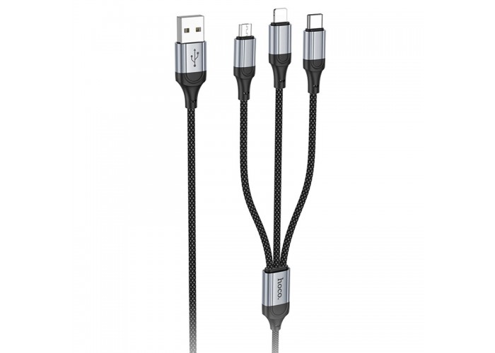 Дата кабель Hoco X102 Fresh 3in1 USB to Lightning + MicroUSB + Type-C (1m)
