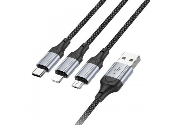 Дата кабель Hoco X102 Fresh 3in1 USB to Lightning + MicroUSB + Type-C (1m)