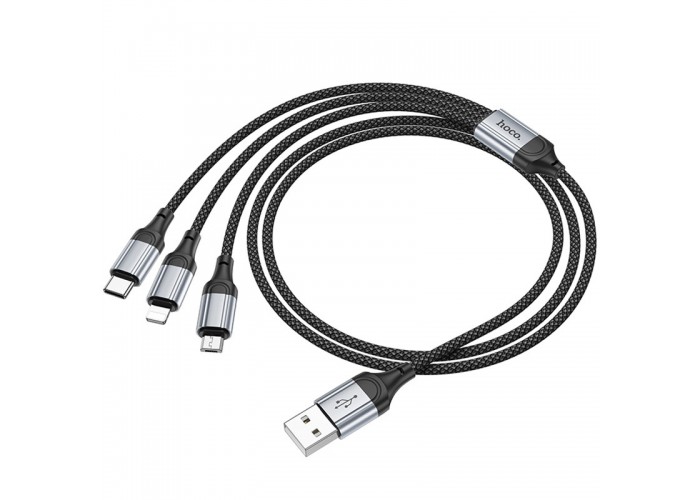 Дата кабель Hoco X102 Fresh 3in1 USB to Lightning + MicroUSB + Type-C (1m)