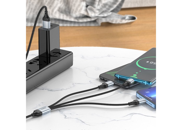Дата кабель Hoco X102 Fresh 3in1 USB to Lightning + MicroUSB + Type-C (1m)