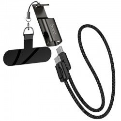Дата кабель Hoco X126 Experto Type-C to Type-C 60W + Phone Holder & Lanyard (0.35m)  Black - 00000082831_1