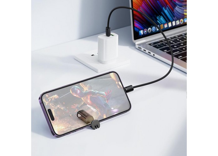 Дата кабель Hoco X126 Experto Type-C to Type-C 60W + Phone Holder & Lanyard (0.35m)