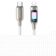 Дата кабель Usams US-SJ749 With Colorful Light TC Ser. Type-C to Lightning 30W (1.2m)  Titanium - 00000078311_2