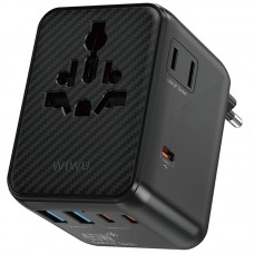 Мережевий універсальний перехідник WIWU UA010 Warrior GaN 45W + 2USB-A/3C  Black - 00000085900_1