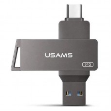 Флеш накопитель USAMS US-ZB200 Type-C+ USB3.0 Rotatable High Speed Flash Drive 64 Gb  Iron-grey - 00000062706_1