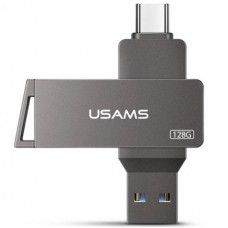 Флеш накопитель USAMS US-ZB201 Type-C+ USB3.0 Rotatable High Speed Flash Drive 128 Gb  Iron-grey - 00000062707_1