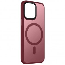 TPU+PC чехол Metal Buttons with MagSafe Colorful для Apple iPhone 15 (6.1")  Бордовый - (00000065601_10)