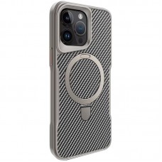 TPU+PC чохол Metal Buttons with MagSafe Carbon Ring для Apple iPhone 15 Pro Max (6.7")  Сірий - 00000073486_1