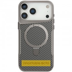 TPU+PC чохол Metal Buttons with MagSafe Carbon Ring для Apple iPhone 17 (6.3")  Сірий - 00000080929_2