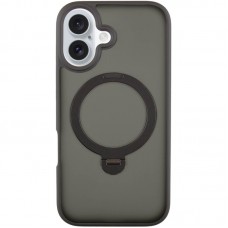 TPU+PC чохол Metal Buttons with MagSafe Colorful HQ Ring для Apple iPhone 16 (6.1")  Black - 00000072987_1