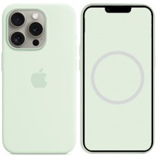 Чохол Silicone case (AAA) with Magsafe and Animation для Apple iPhone 15 Pro Max (6.7")  М'ятний / Soft Mint - 00000067534_10
