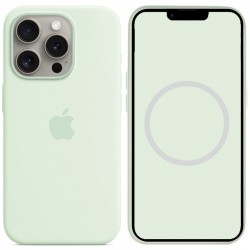 Чохол Silicone case (AAA) with Magsafe and Animation для Apple iPhone 15 Pro Max (6.7")  М'ятний / Soft Mint - 00000067534_10
