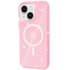 Чохол TPU Galaxy Sparkle (MagFit) для Apple iPhone 15 Plus (6.7")  Pink+Glitter - 00000066253_4