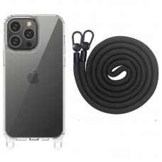 Чохол TPU Transparent with Straps для Apple iPhone 12 Pro Max (6.7")  Black - 00000072061_1
