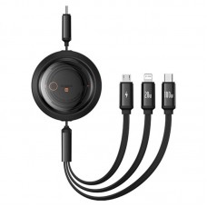 Дата кабель Baseus Free2Draw Retractable Crystal Fast Charging Type-C to 3in1 100W (1.1m) (P1036800)  Cluster Black - 00000077848_1